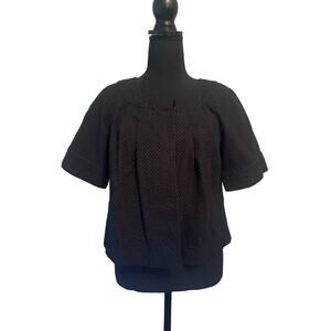 KENNETH COLE REACTION Black Cotton Short Sleeve Jacket Blazer Size 8